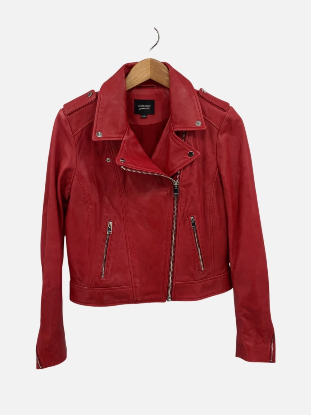 LAMarque Red Leather Moto Jacket